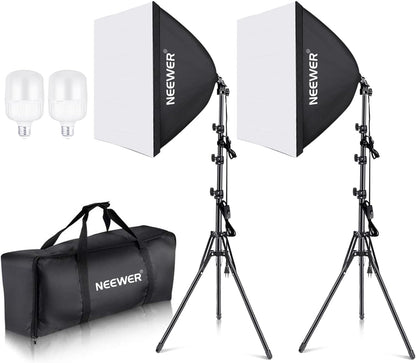 Neewer 60x60cm softbox met E27 fitting 700W studiolamp softbox set, voor fotostudio portretten, productfotografie en video-opname