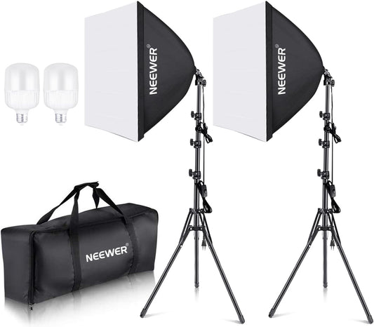 Neewer 60x60cm softbox met E27 fitting 700W studiolamp softbox set, voor fotostudio portretten, productfotografie en video-opname