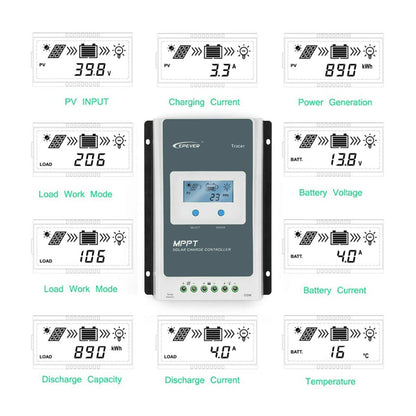 EPEVER® 30A MPPT zonne-laadregelaar 12V/24V automatische identificatie met LCD-display voor communicatie basisstations en huishoudelijke systemen - Tracer 3210AN