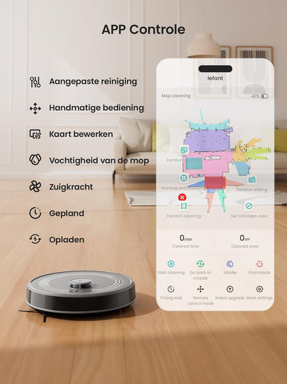 Robotstofzuiger – Stofzuigrobot – Automa­tische Stofzuiger – Slimme Reinigingsrobot – Laser Navigatie – 6000 Pa Zuigkracht – 240 Min Batterijduur