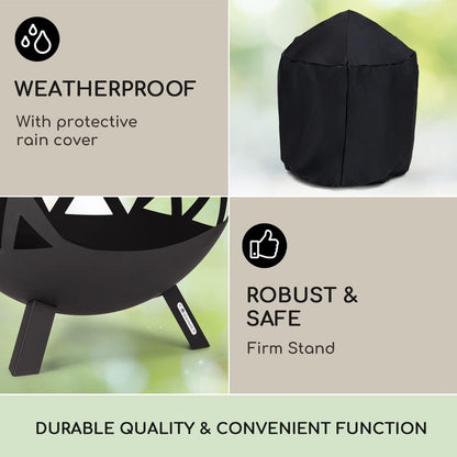 Blumfeldt Vuurkorven voor tuin, campingvuurplaats en houtkachels met stalen basisstandaard, buitenhaard w/poker, ronde weerbestendige vuurschaal