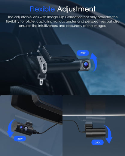 3-Kanaals Dashcam Auto – Autocamera – Rijcamera – Voorkamera – Achtercamera – 4K + 1080P + 1080P Opname – Wifi en GPS