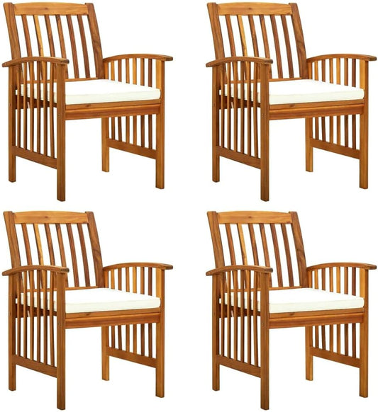 vidaXL Garden chairs 4 pieces with cushions, solid acacia wood - QUORE