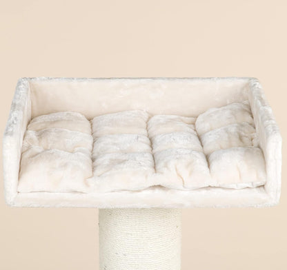 Krabpaal – Krabboom – Kattenmeubel – Klimpaal – De Luxe – Extra Stevige 20 cm Sisalstammen – Royale Hoogte 158 cm – Crème Kleur