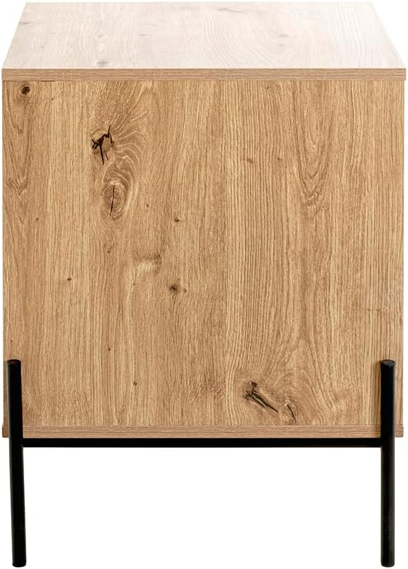 HAKU Console eiken, zwart, MDF, metaal - Maat: B 45 cm x H 60 cm x D 47 cm, Stijl: Modern