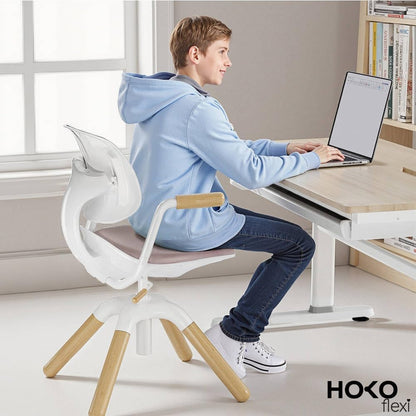 HOKO Ergonomische kinderbureaustoel – in hoogte verstelbaar met ademende rugleuning, 360 graden draaibaar, ideaal voor huiswerk en leren (Laura)