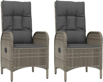 vidaXL 3-piece Garden set with cushions poly rattan grey - QUORE