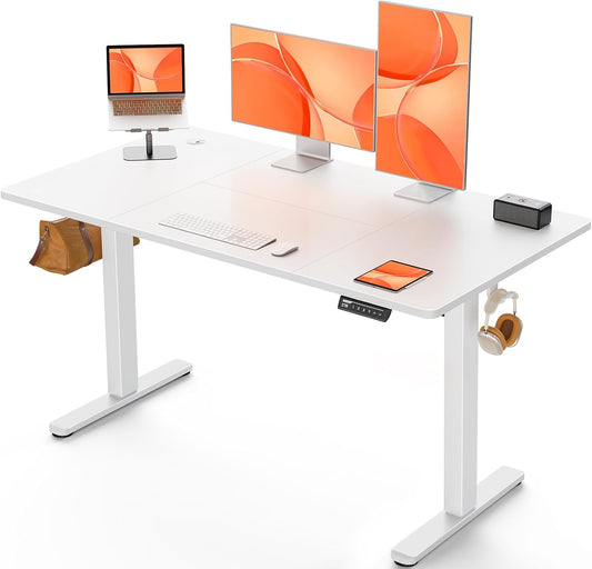 ErGear Elektrisch Zit-Sta Bureau Hoogte Verstelbaar 140 x 70 cm, Zit-Sta Bureau met 4 Geheugen Smart Paneel, Kantoor Bureau thuis met Verdeelplaat
