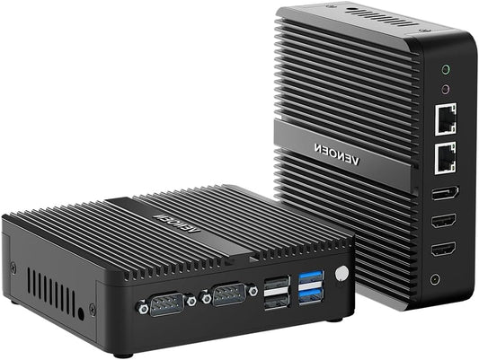 Mini PC – Mini Computer – Kleine PC – Stille PC – Fanless PC – 12e Gen N100 Processor – 8GB RAM 256GB SSD – Triple Display – Dual LAN – Windows 11 Pro