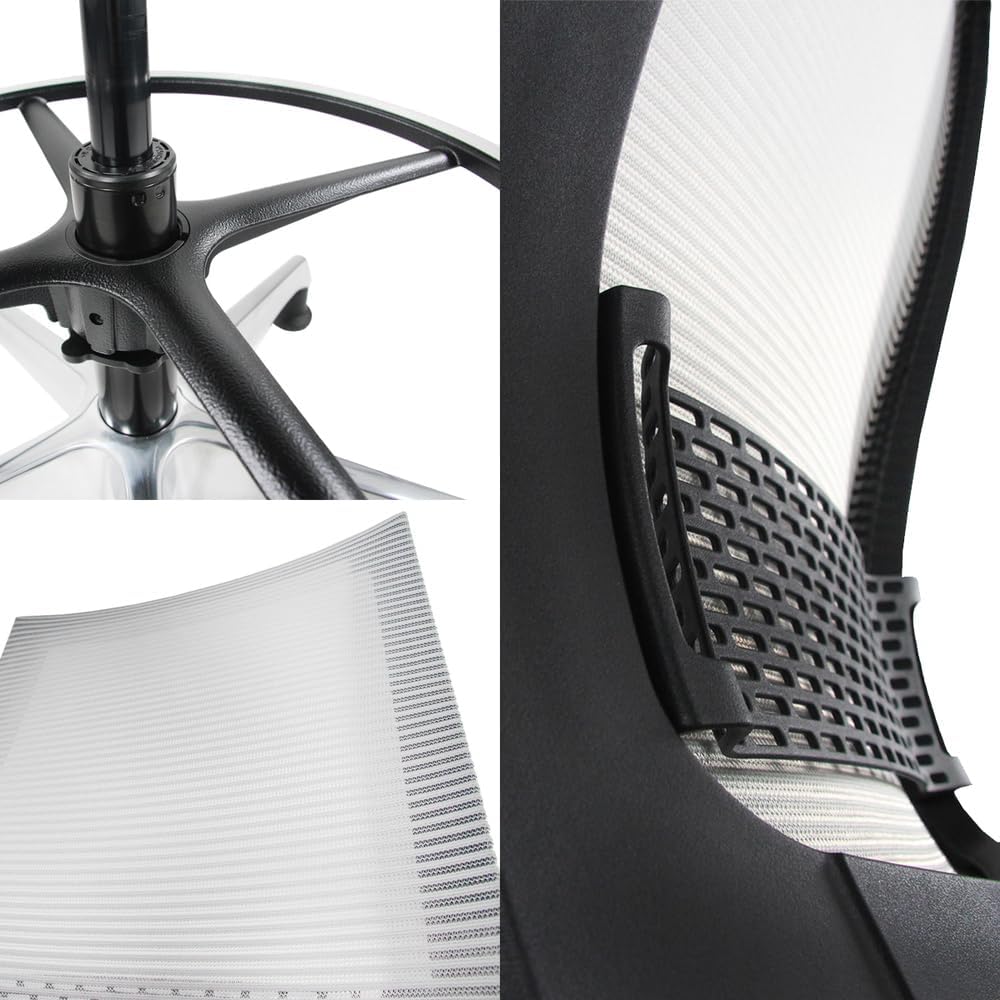 hjh OFFICE 721943 werkstoel hoog TOP Work 99 stof grijs ergonomische counterstoel met glijder