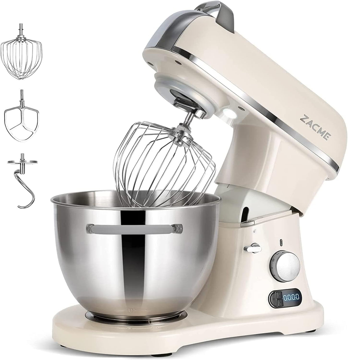 ZACME KMA0270 Keukenmachine, kneedmachine, 8L voedselmixer met display, 1500 W elektrische keukenmixer met tandhaak, draadwiel en beater, 11-speed Staande mixer,Commercieel gebruik