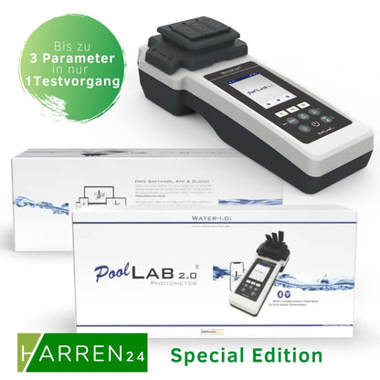 Poollab 2.0 Special Edition Elektronische zwembadtester (fotometer) | zwembadwatertester | 170 testtabletten voor chloor | pH-waarde | fenolrood | accessoires voor