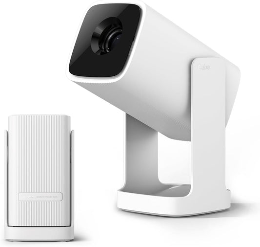 WANBO Cube 1 Mini Smart Beamer Android TV/Netflix, Live TV, Len Protection, 360° Rotable, 200 ISO Lumen, Auto Keystone, CEC, 2.4+5G WiFi Bluetooth, 28dB, 0,9Kg, Draagbare Projector met 8W Speaker