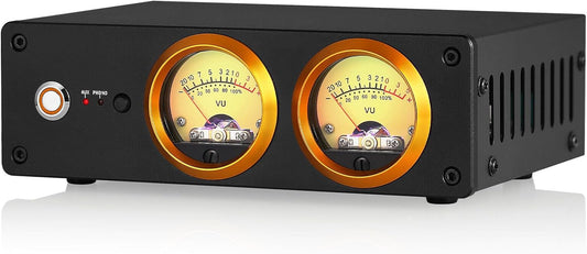 HiFi Phono Voorversterker voor MM platenspeler, hoofdtelefoonversterker met VU-meter (T13)