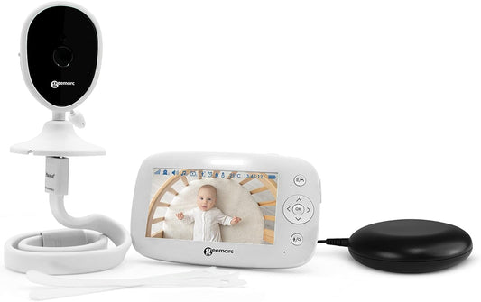 Geemarc Amplicall Sentinel Babymonitor met kleurendisplay en bidirectionele radio, geluids-, bewegings- en temperatuurdetector, krachtig alarm van 95 dB en trillingskussen, Franse versie