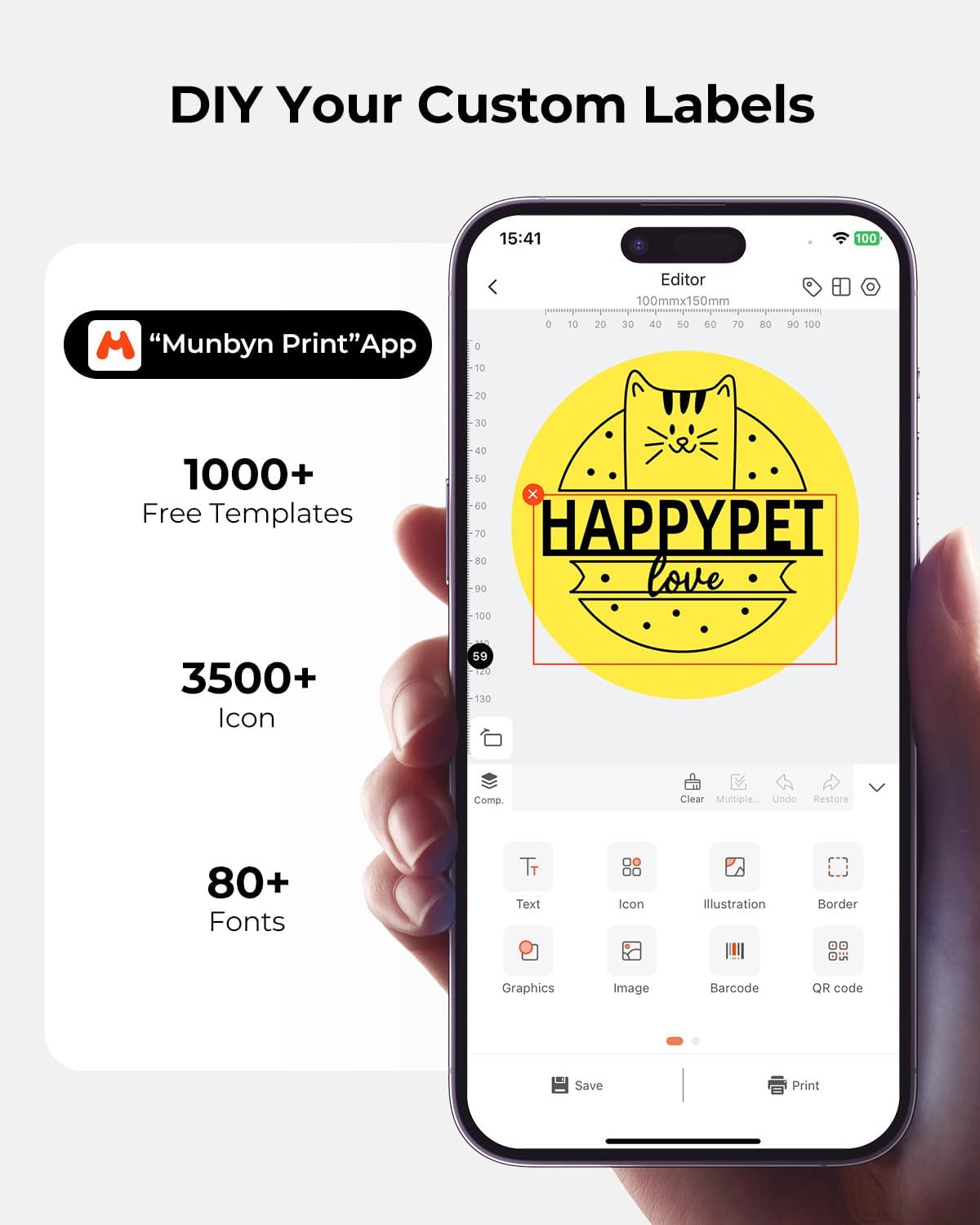 MUNBYN Draadloze Thermische Printer, WiFi-verzendlabelprinter Compatibel met iPhone iPad macOS Android Windows Chromebook Etsy Ebay USPS voor thuisgebruik door kleine bedrijven, 941 AirPrint