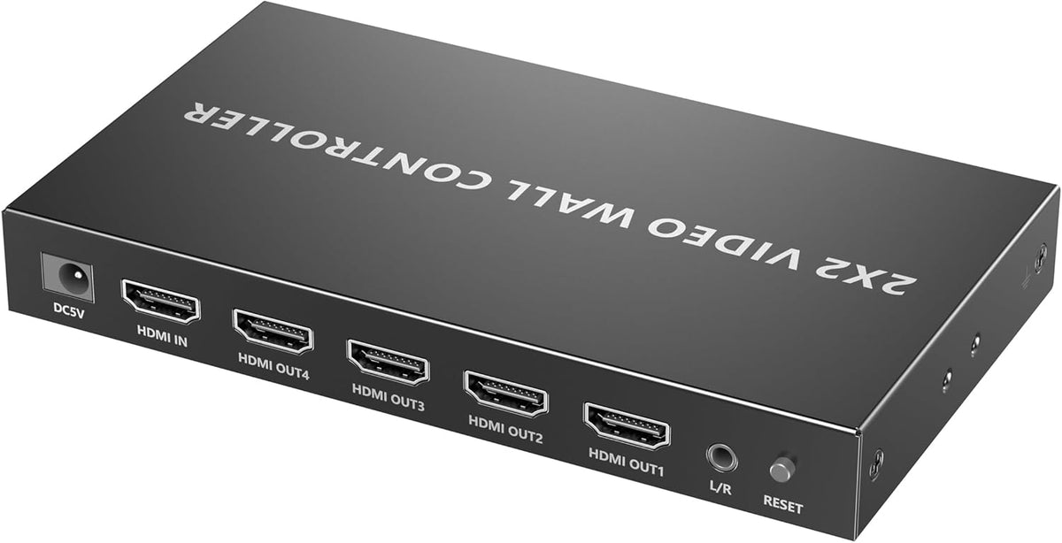 PremiumCord HDMI-wandcontroller, 1 video-ingang voor 4 displays, 8 weergavemodi, Full HD 1080p 60 Hz, HDMI 1.4, HDCP 1.4, metalen design, zwart