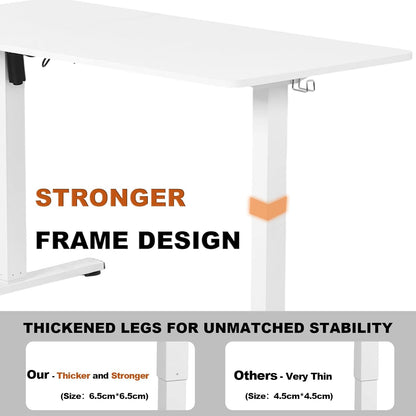 Desk, Height Adjustable, Electric, 120 x 60 cm, Computer Table with Memory Control, Ergonomic Standing Desk, White - QUORE
