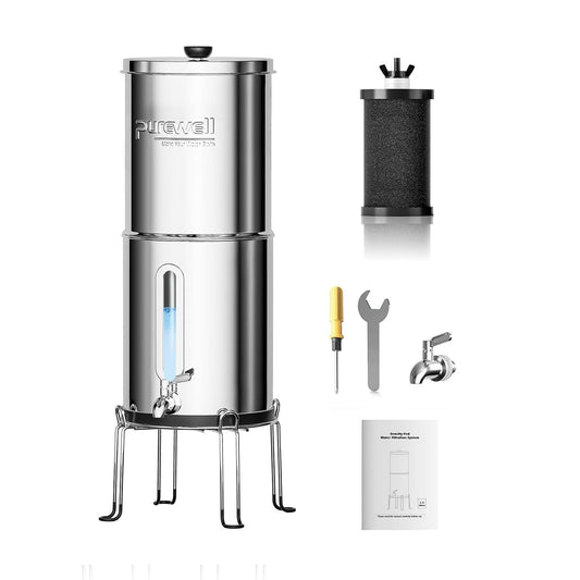 Zwaartekracht Ultrafiltratie Watersysteem – Waterfilter – Zwaartekracht Waterfilter – Waterfiltersysteem – Drinkwaterfilter – 304 Roestvrij Staal – Inclusief 2 Filters En Houders