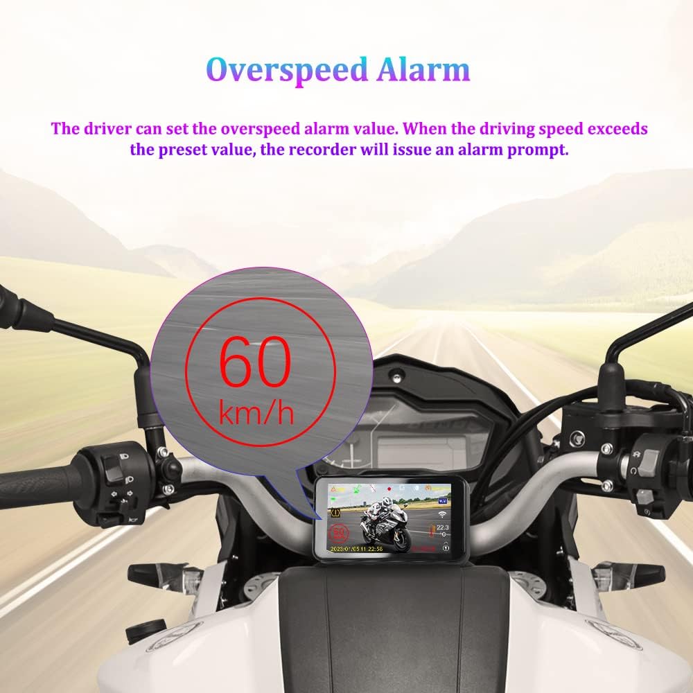 VSYSTO 4.5 Inch Screen WiFi Motorcycle Camera, Waterdichte HD 1080P Selfie camera voor en achteruitkijkcamera 150° groothoek motor dash cam, parkeren bewaking, GPS (F4.5Pro)