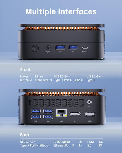 Mini PC – Mini Desktop – Compacte Computer – Kleine PC – Windows PC – Intel Alder Lake N95/8GB/256GB – Triple 4K Uitgangen – VESA Montage