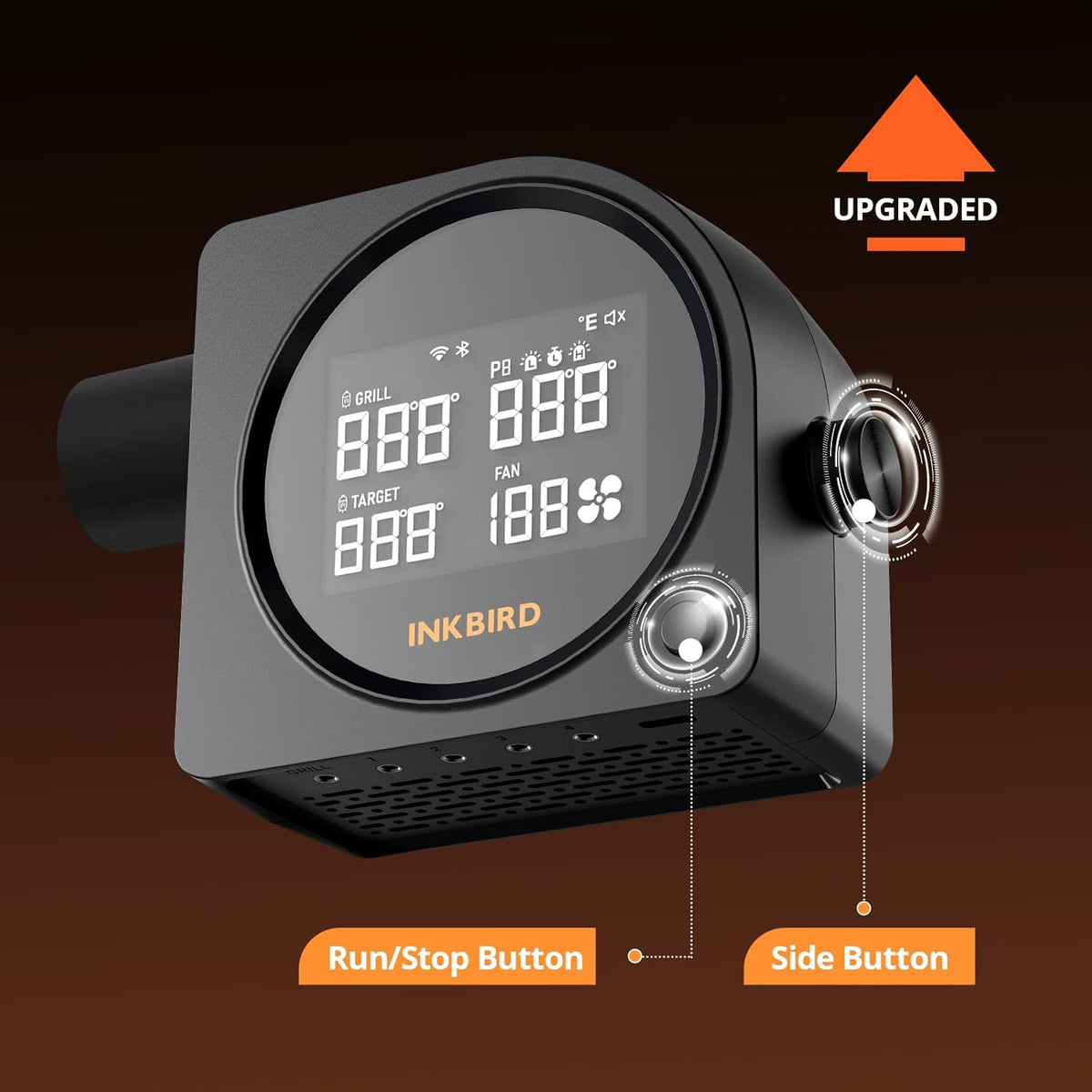 INKBIRD Wi-Fi 5GHz en Bluetooth Barbecue Temperatuurcontroller met 5 Probes, Automatische Barbecueventilator, Hoge en Lage Temperatuur Alarmen
