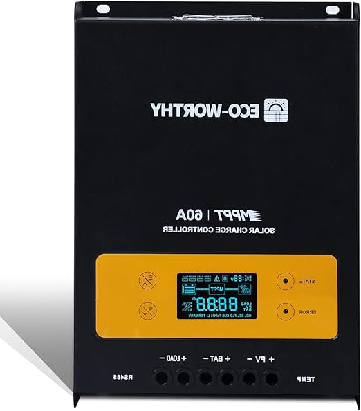 Zonnepaneellader – Zonnelader – Solar Charger – Batterijlader – MPPT Lader – 60A Output – OLED Display & Temperatuursensor