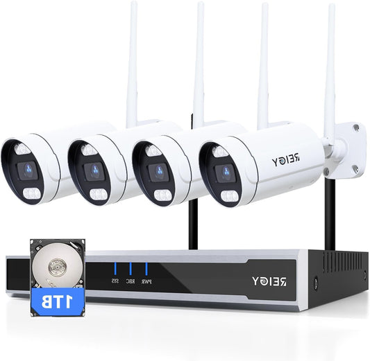 5MP Bewakingscamera Systeem – Beveiligingscamera – CCTV Camera – Videobewaking – Draadloos Systeem – Spotlight Nachtzicht – 16-Kanaals NVR met 1TB Harde Schijf