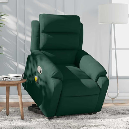 Relaxstoel – Opstahulp Stoel – Tv-Stoel – Ligstoel – Fauteuil – Elektrische Opstahulp – Donkergroen Fluweel