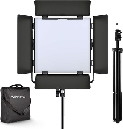 RGB LED videolamp met lampstatief – Videolamp, LED paneel, fotolamp, studiolamp – 60W vermogen – Bi Colour 3200-7500K en 360° RGB met 9 effecten