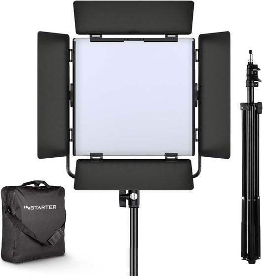 RGB LED videolamp met lampstatief – Videolamp, LED paneel, fotolamp, studiolamp – 60W vermogen – Bi Colour 3200-7500K en 360° RGB met 9 effecten