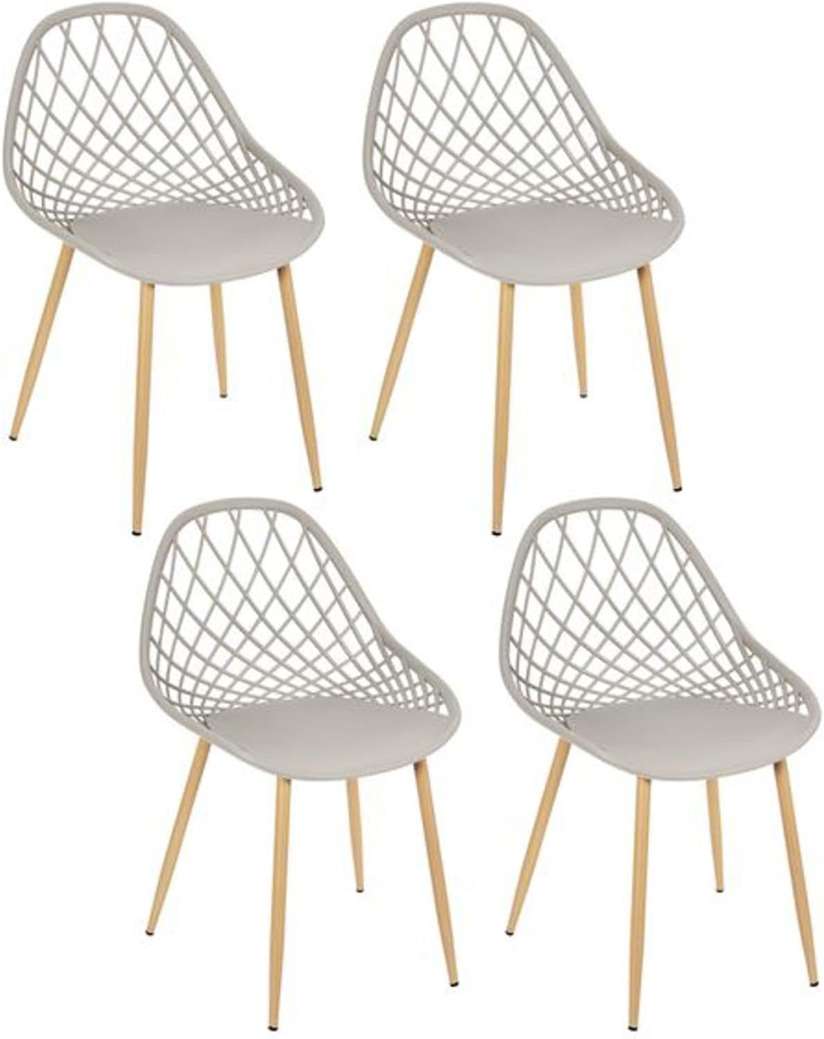 THE HOME DECO FACTORY 4 stuks stoelen voor buiten, Malaga, polypropyleen, taupe, bruin, 58 x 80,2 x 51,2 cm