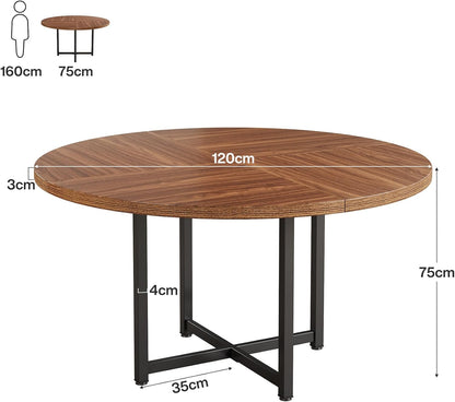Ronde Eettafel – Ronde Tafel – Eettafel Rond – Kleine Eettafel – Keukentafel Rond – 120 cm Diameter – Industrieel Metalen Onderstel