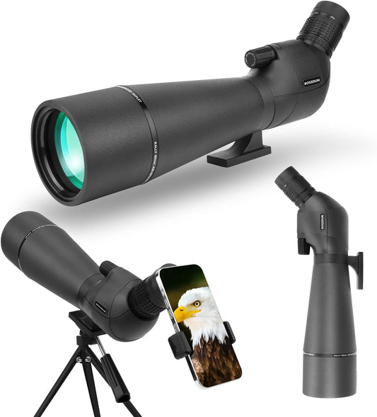 Richtkijker, jachtverrekijker om te schieten, waterdichte telescoop met statief met BAK4-prisma, telefoonadapter, draagtas (80b)