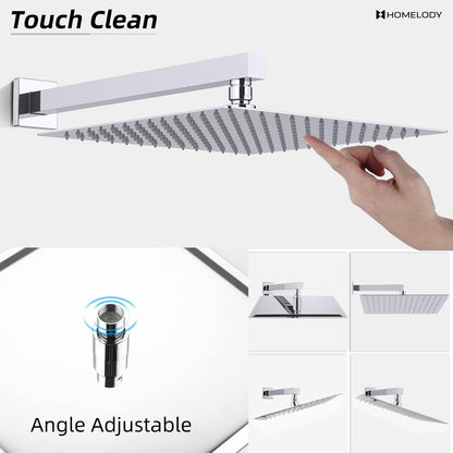 Douchekraan – Douchesysteem – Thermostaatkraan – Douchemengkraan – Regendouche – Inbouw – 30 cm Regendouchekop – Messing & Chroom