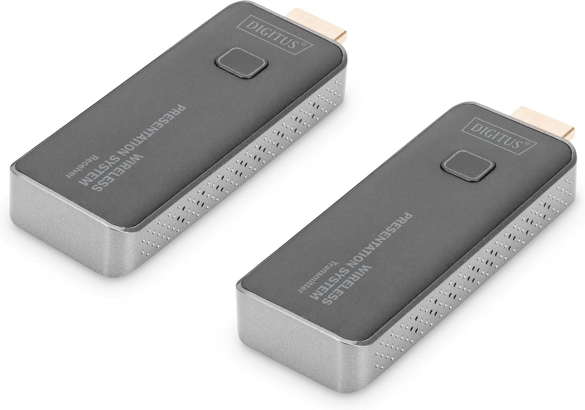DIGITUS DS-55319 Click & Present Mini - Draadloos presentatiesysteem - BYOD: Laptop, tablet, smartphone - Geen app/driver nodig - Echt Plug & Play - Zilver/Zwart