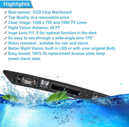 HD LED 170° groothoek kofferbakgreep achterklep achteruitrijcamera parkeercamera vervanging voor Audi A3 8P/8V 8PA S3 V6/A4 B7 S5/Limousine/RS4/A5 RS5/A6 C6 C5/A8 S8/Q7 4L/RS3/S4/RS6/Seat Exeo 3R2/V W