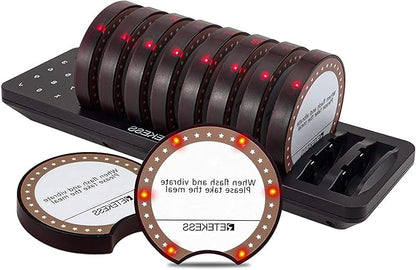 Restaurant Oproepsysteem – Draadloos Pagersysteem – Wachtrij Management – Klanten Oproepsysteem – 10 Draadloze Pagers – Bereik Tot 400 Meter – 20 Uur Batterijduur - QUORE