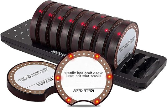 Restaurant Oproepsysteem – Draadloos Pagersysteem – Wachtrij Management – Klanten Oproepsysteem – 10 Draadloze Pagers – Bereik Tot 400 Meter – 20 Uur Batterijduur - QUORE