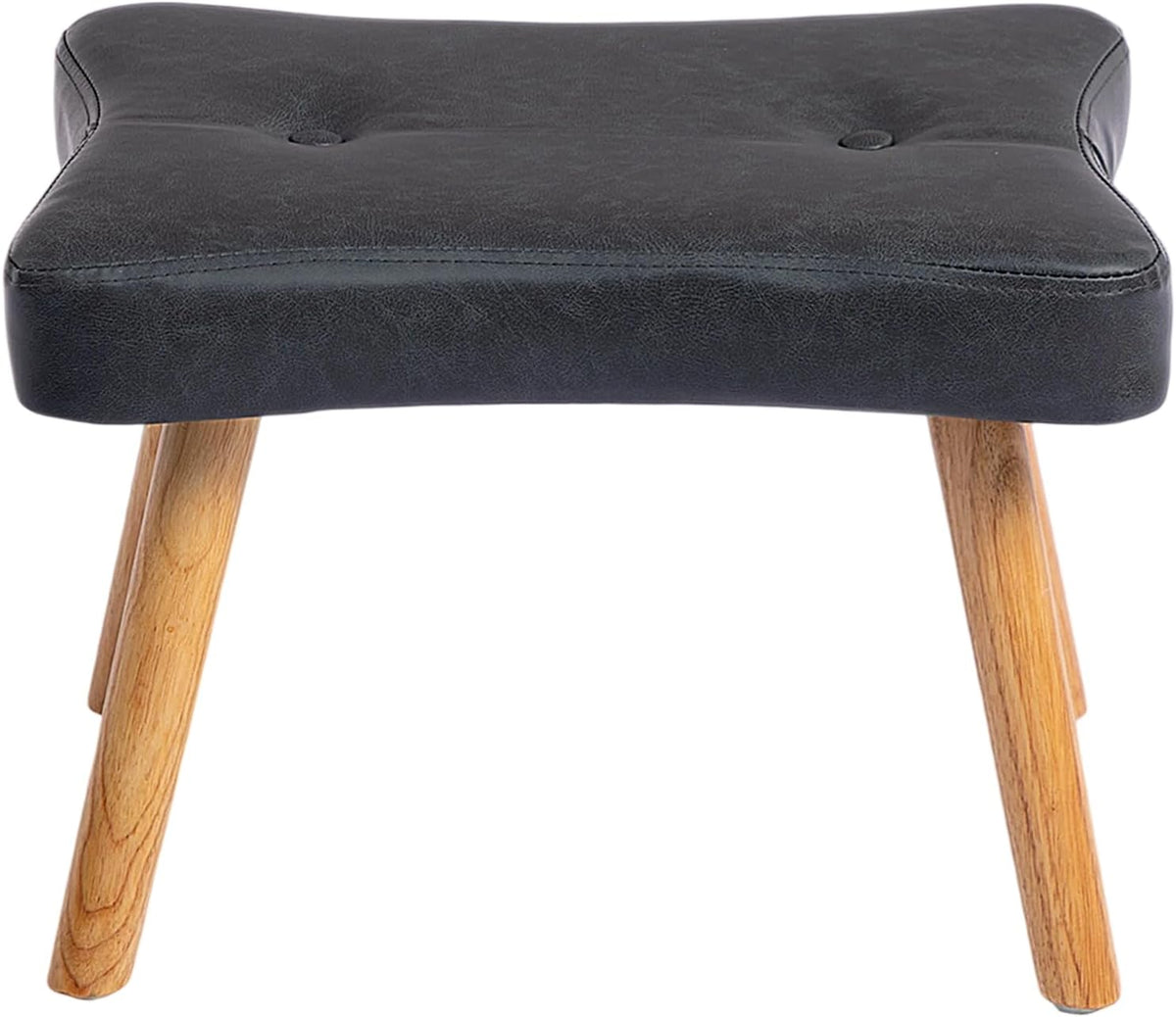 HollyHOME Comfortable Armchair with Footstool Living Room Chair Cozy Relaxing Arm Chairs PU Leather Accent Chairs Reading Chair Bedroom, Black - QUORE