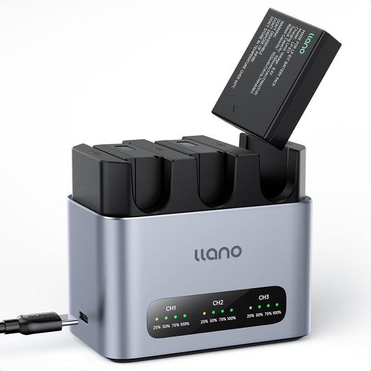 LP-E17 Batterijen – Camera Accu – Digitale Batterij – Reserve Accu – Canon Batterijen – 3-Pack Met 30W USB-C Snellader – CNC-Aluminium Behuizing – LED Laadindicator