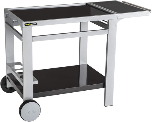 Serveerwagen met Werkblad – Trolley – Keukenwagen – Serveerkar – Desserte – Groot Werkblad 80 x 55 cm – Stevig Epoxystaal met Wielen