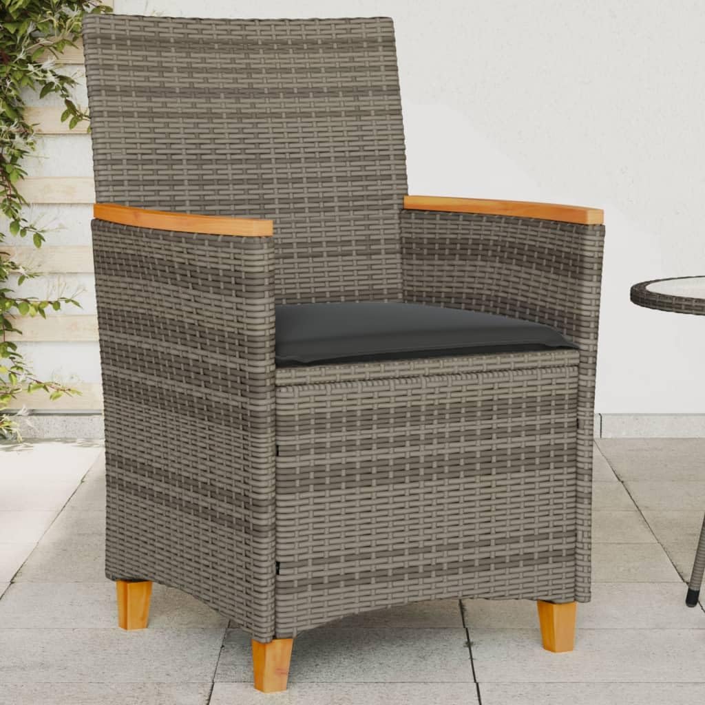 Gecheer 2 stuks tuin eetstoel tuinstoel stoel tuinstoel stoelen rotanstoel stoel stoel tuinmeubelen grijs polyrotan massief hout - QUORE