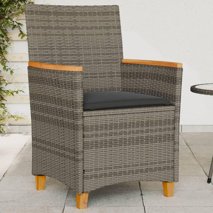 Gecheer 2 stuks tuin eetstoel tuinstoel stoel tuinstoel stoelen rotanstoel stoel stoel tuinmeubelen grijs polyrotan massief hout - QUORE