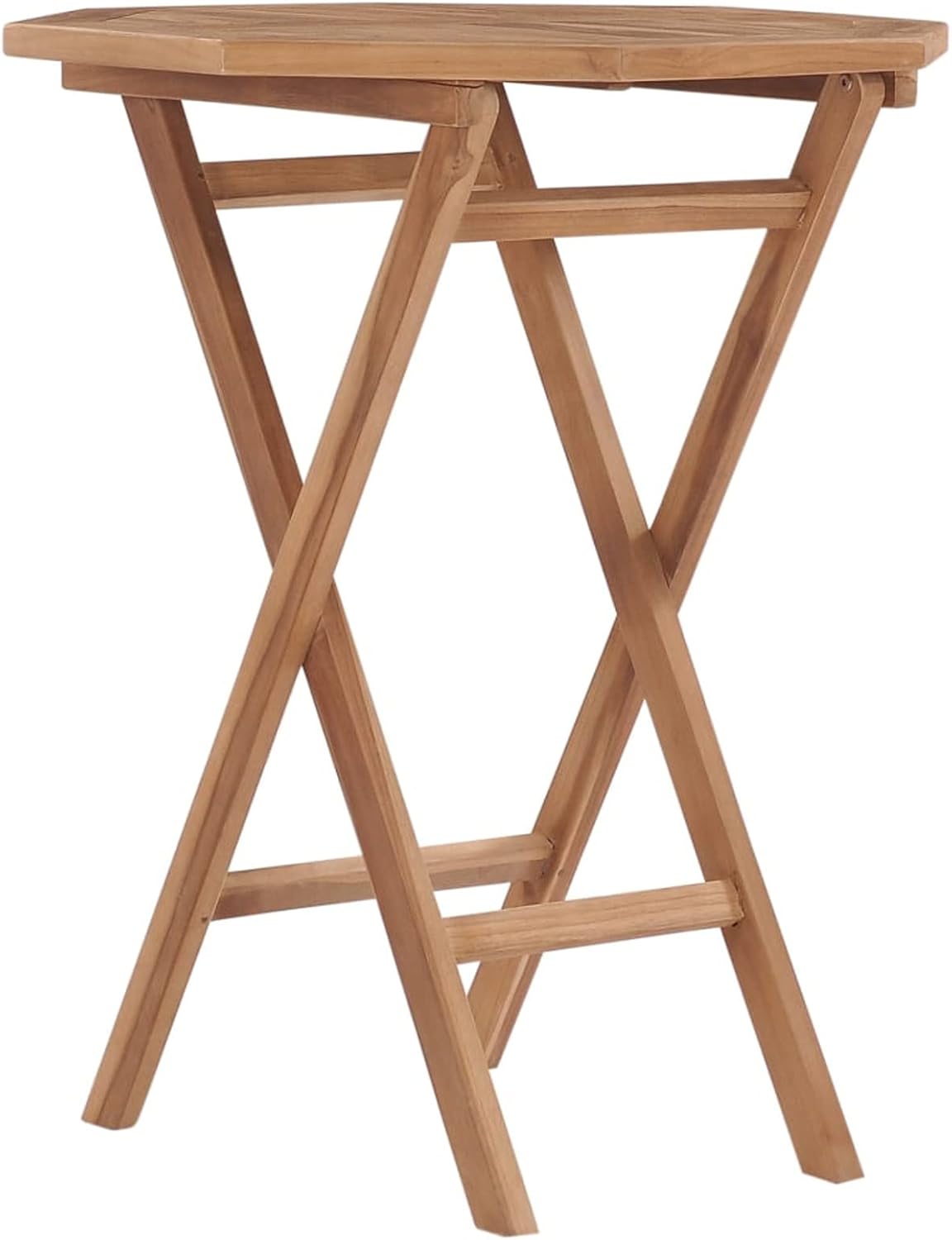 Tidyard Set of 3 for Dining Room, Bistro, Garden, Collapsible Teak Wood, Wooden Table and Garden Chairs, Square Table and 2 Folding Outdoor Chairs, Wooden - QUORE