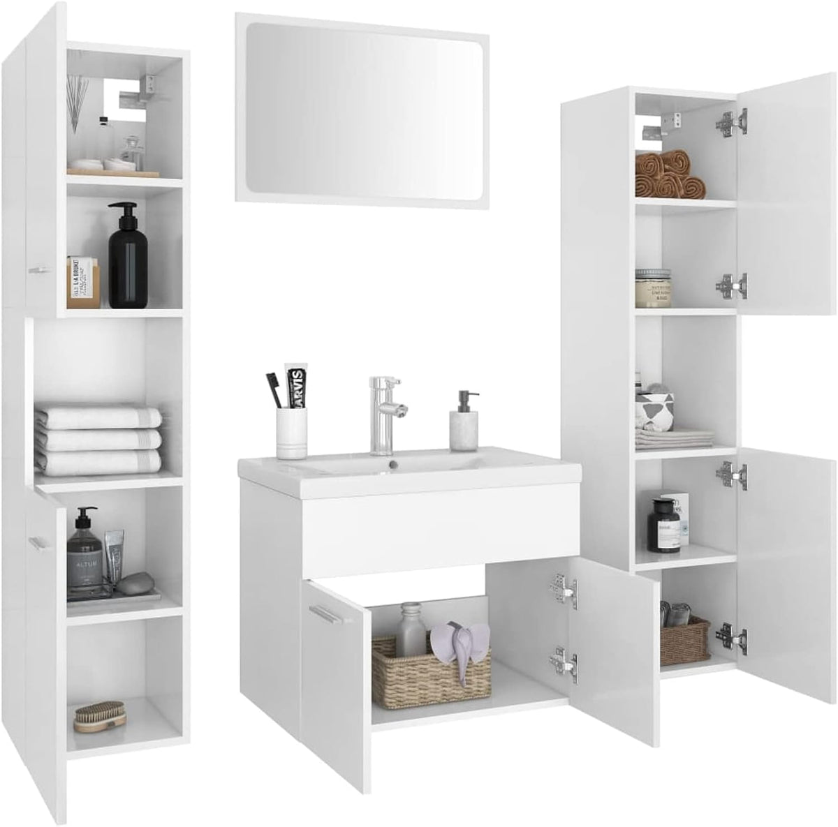 LAPOOH Bathroom Furniture Set White Engineered Wood,Bathroom Furniture,Bathroom Furniture Set-3071225 - QUORE