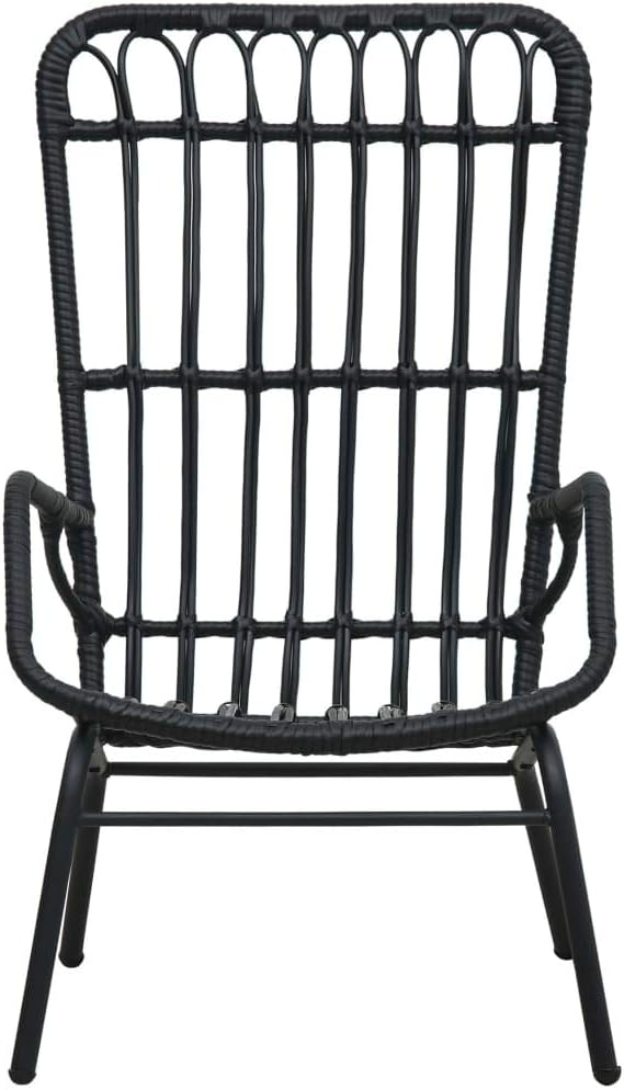 Festnight Synthetic Rattan Garden Chair Outdoor Chair Adiron Roof Patio Outdoor Chair Black 75 x 53.5 x 90 cm - QUORE