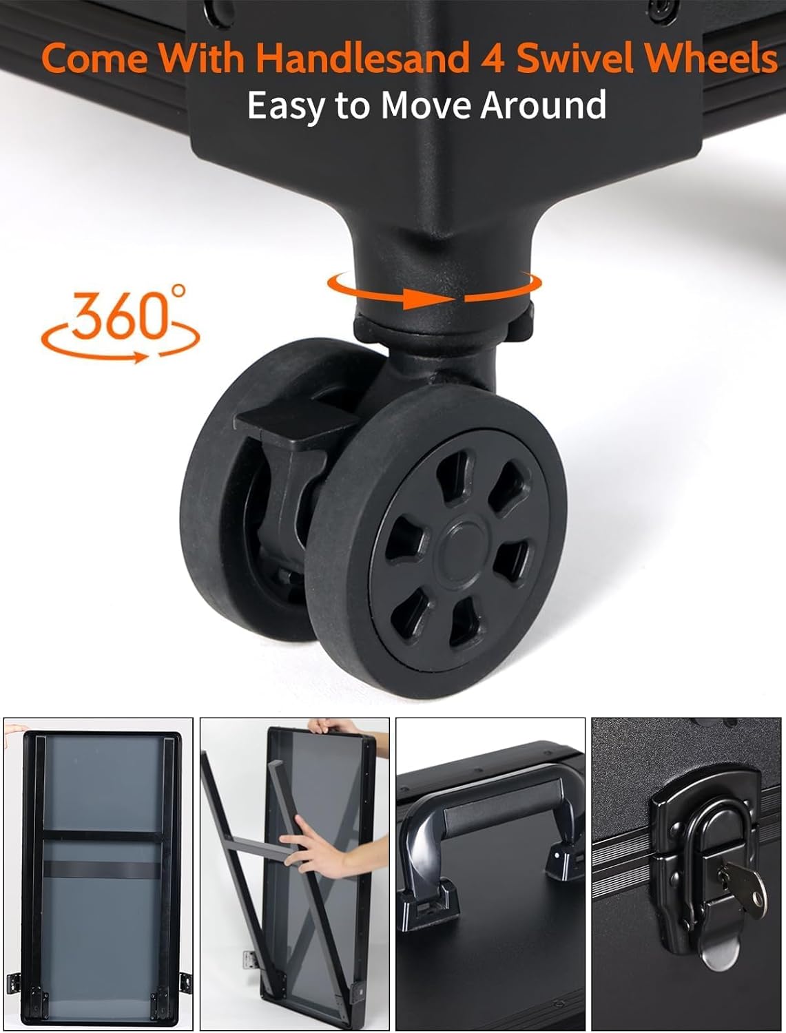 Manicuretafel – Nageltafel – Nagelsalontafel – Draagbare Nageltafel – Opvouwbare Manicuretafel – 360° Zwenkwielen – Verlichte Spiegel met Bluetooth-speaker