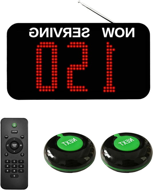 Restaurant Pager System Wireless Call System with 3 Digit Screen and Call Buttons Queue Management Long Range for Restaurant/Bank/Hospital/Church - QUORE