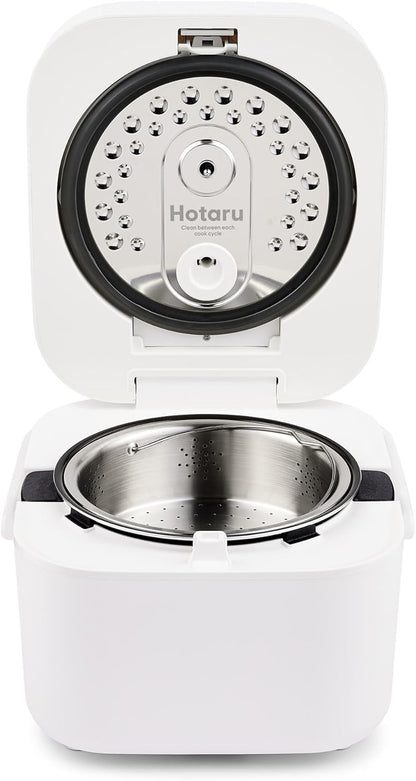 Yum Asia Hotaru Induction Heating (IH) Rijstkoker met Keramische Kom (3 Kopjes, 0,54 Liter), 7 Rijstfuncties, 5 Multifunctionals, LED-scherm (Chalk White)